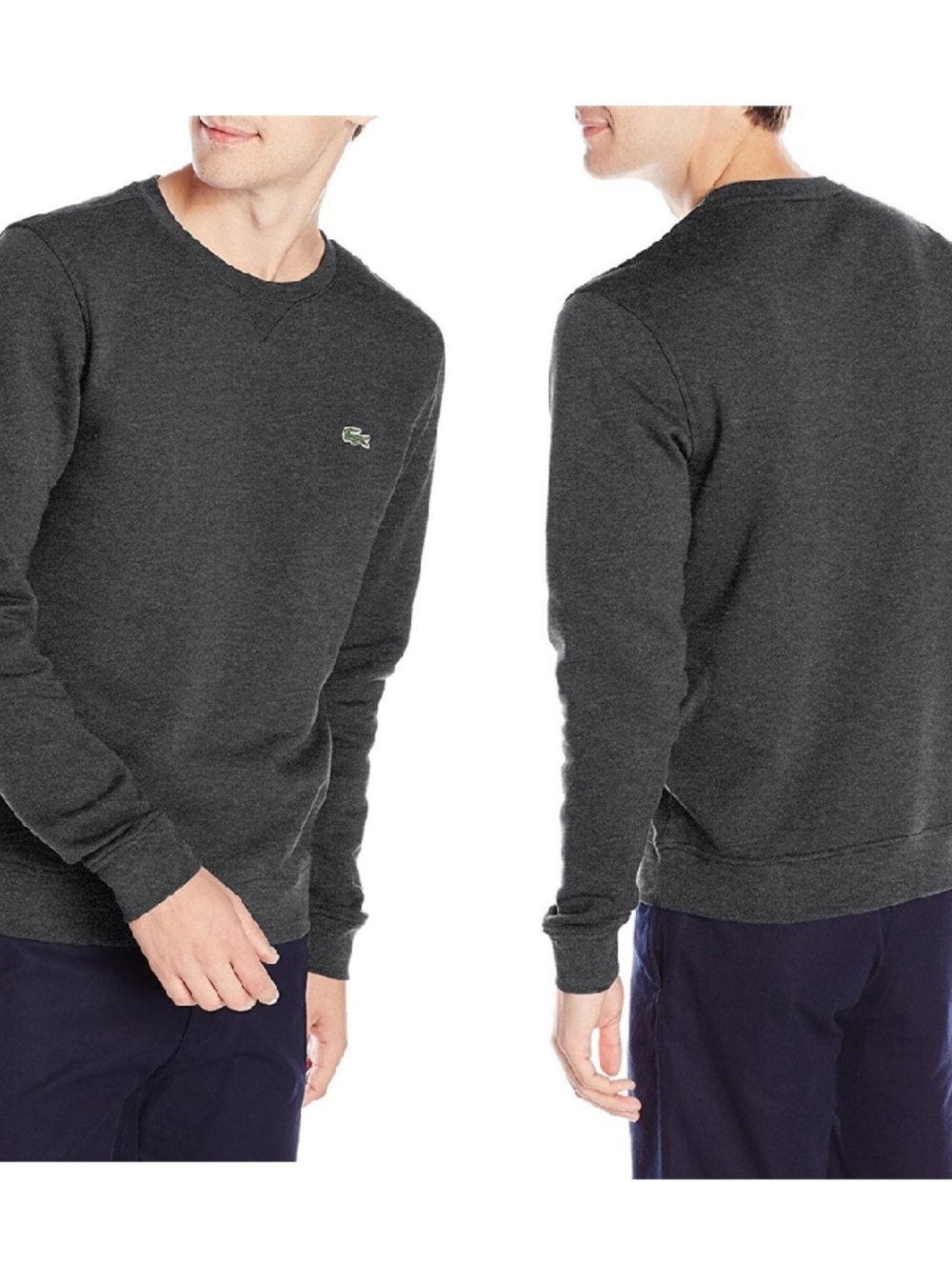Lacoste EUC Logo Heathered Gray Crewneck Sweatshirt